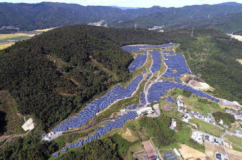 Solar farm in Japanese mountains
