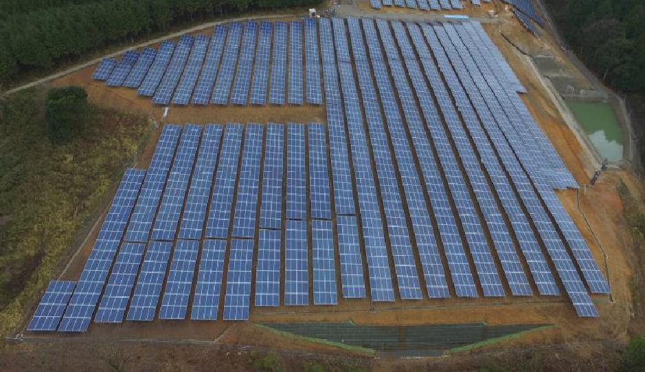 Aerial solar farm Japan